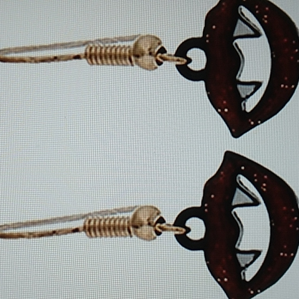 Vampire Fangs Halloween Earrings in Red & White Enamal 1.14 inchs long.